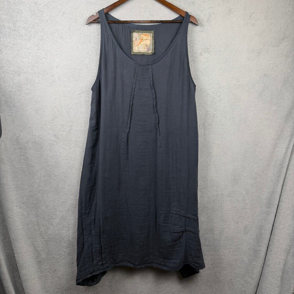 Tina Givens Womens Slip Dress SZ L Charcoal Black Lagenlook Minimalist Boho